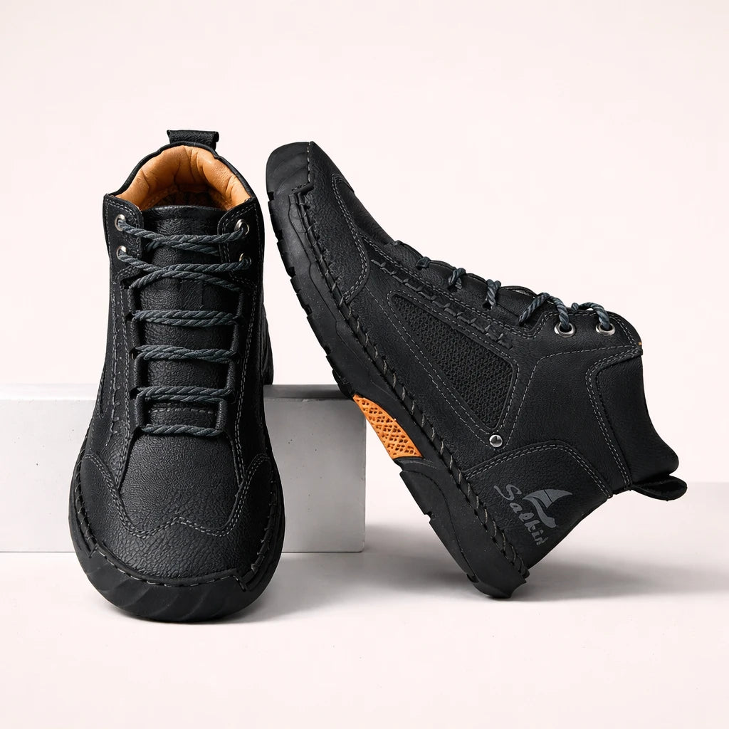 Bottes confort noir, vue de face et de côté