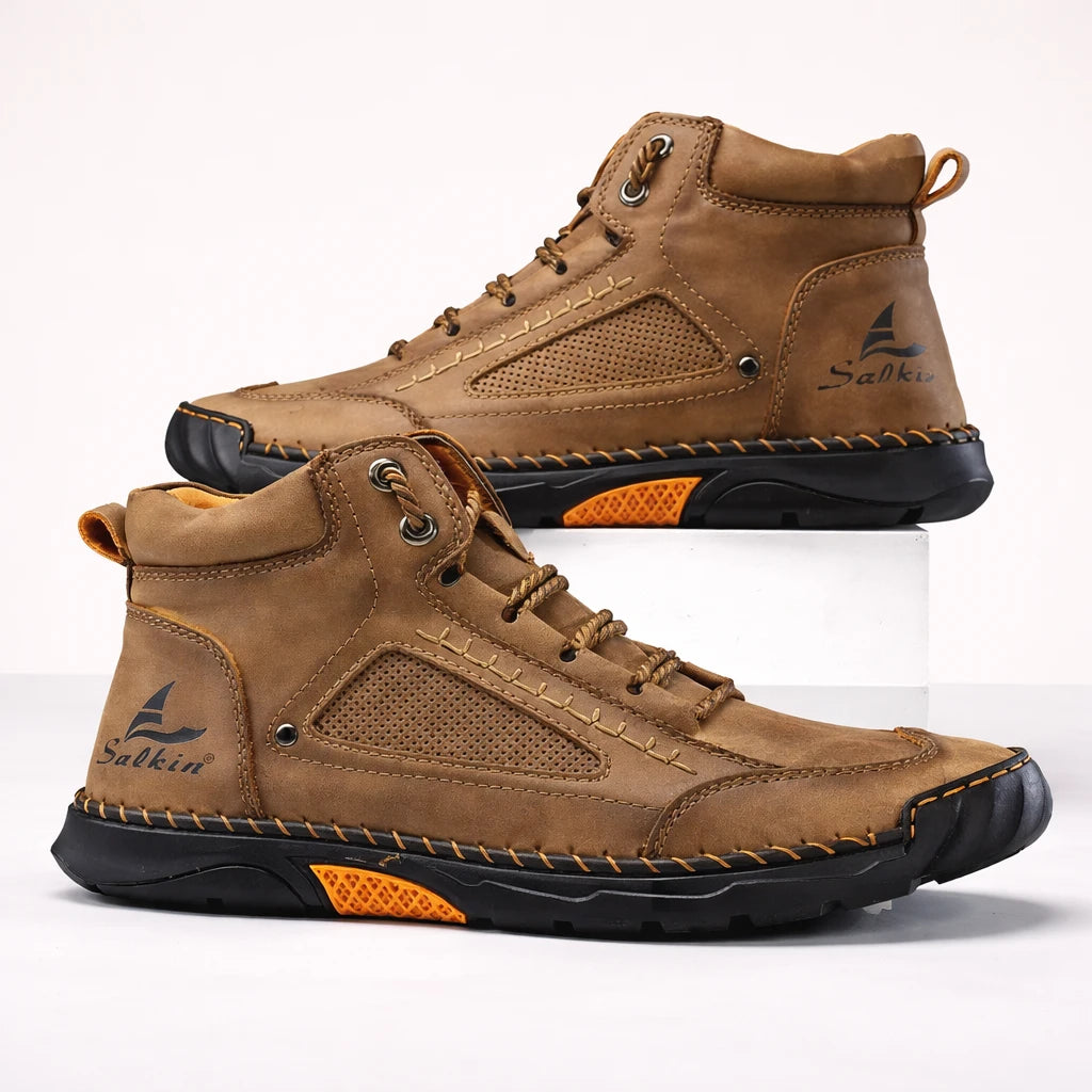 Bottes confort homme camel, vue de côté
