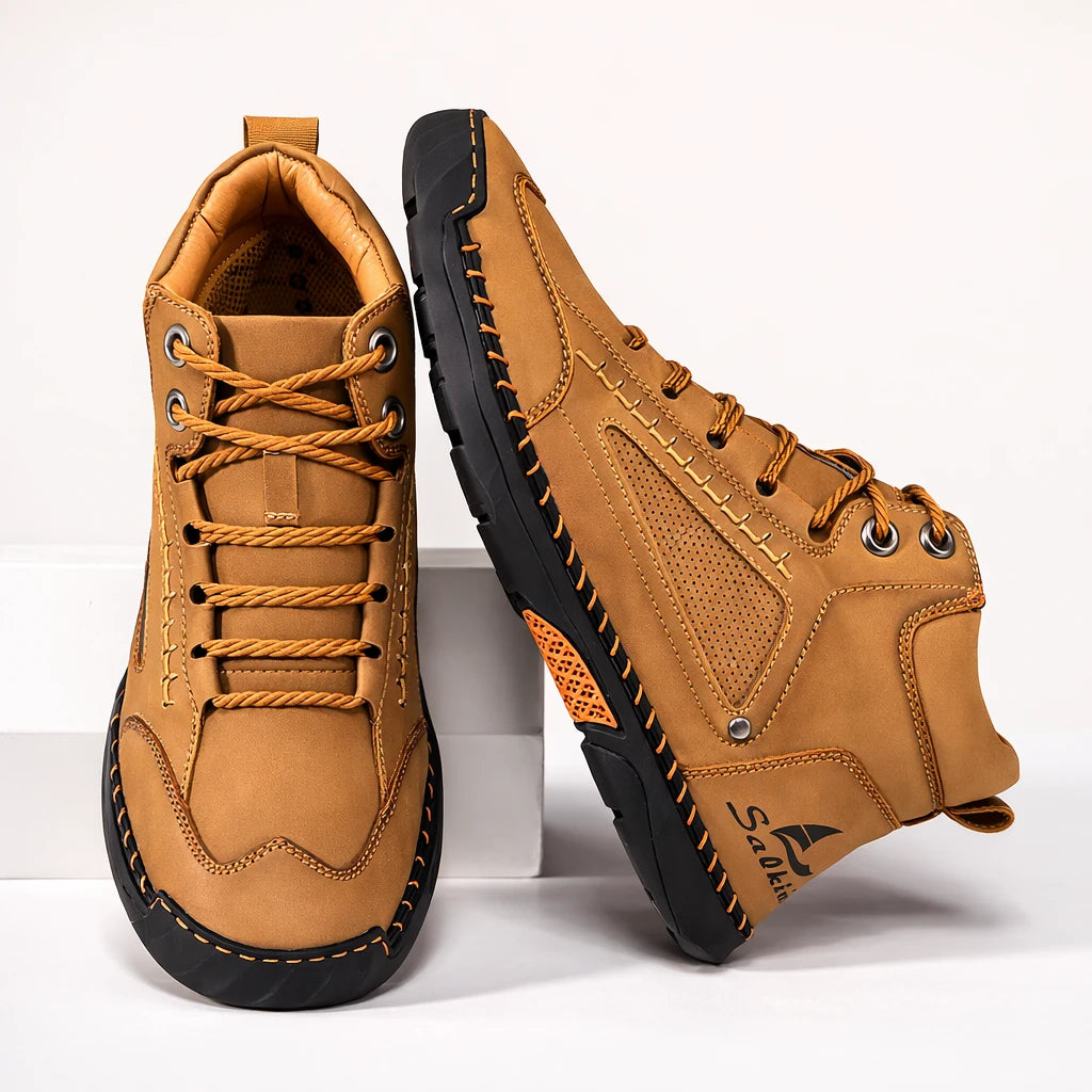 Bottes confort marron, vue de face et de côté