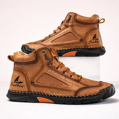 Bottes confort homme marron, vue de côté