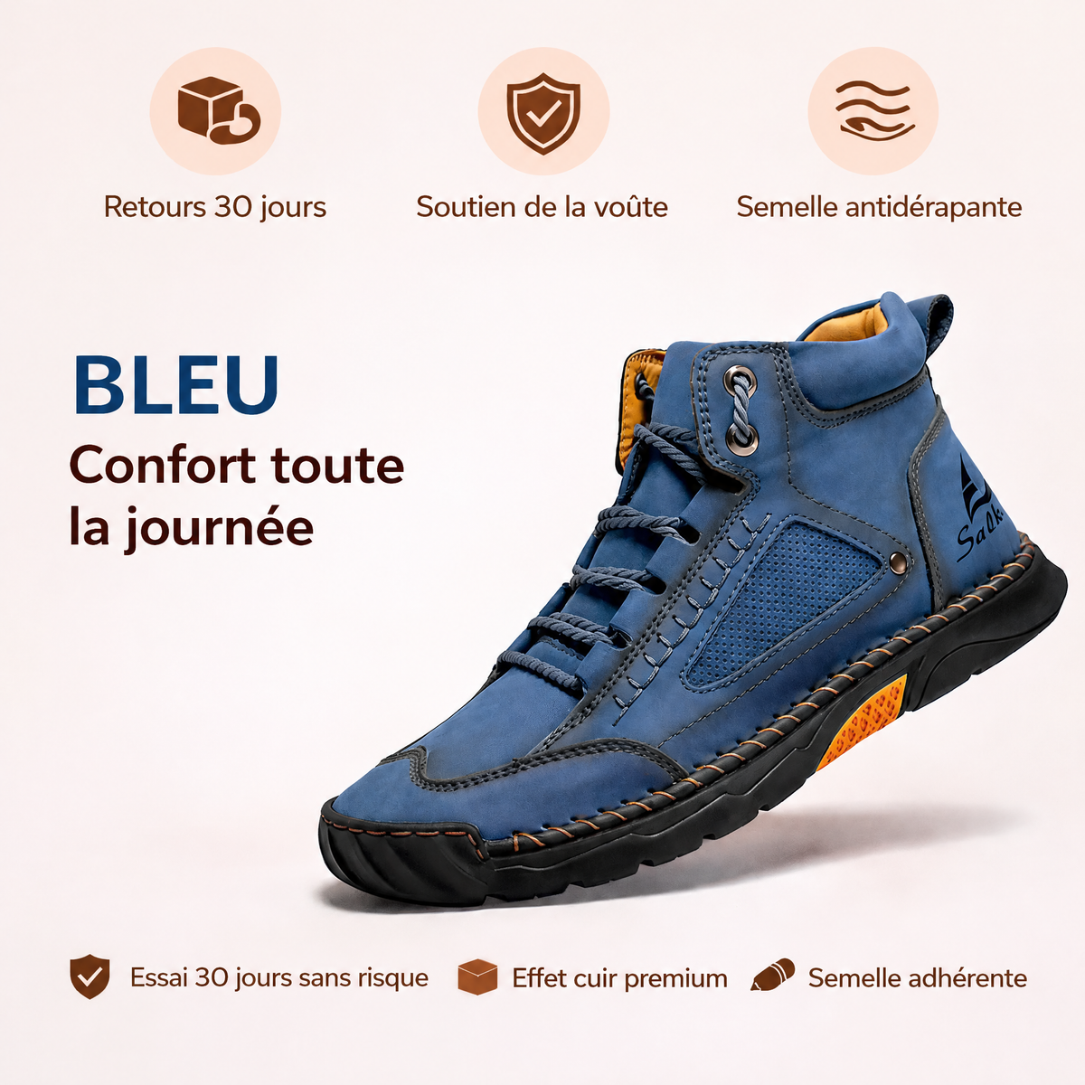 Bottes confort homme bleu – confort toute la journée