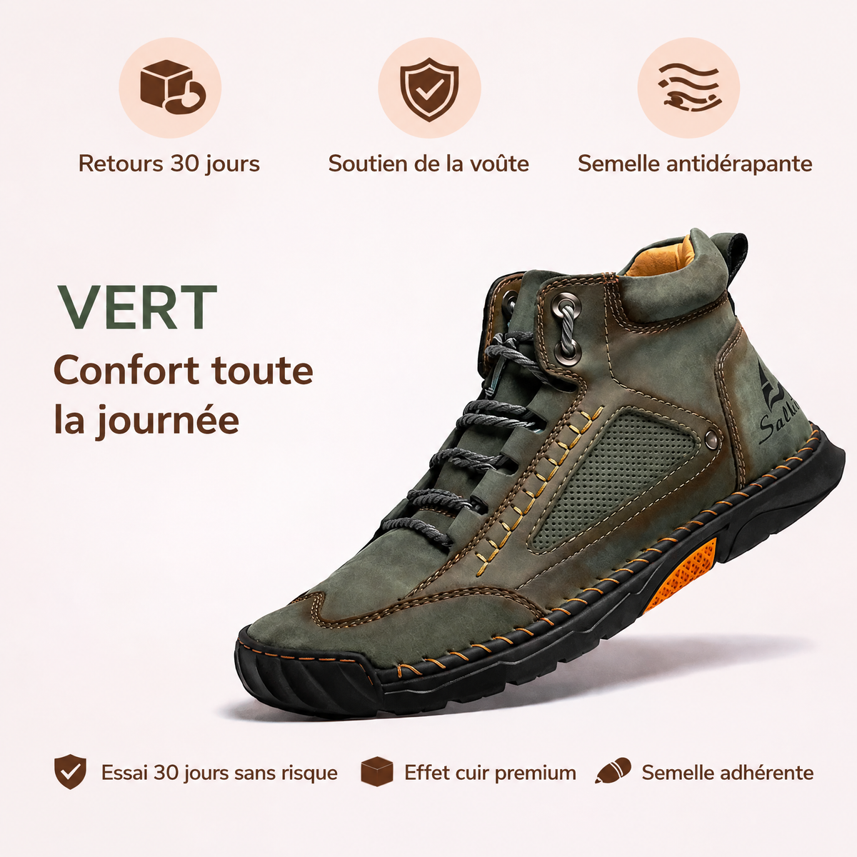 Bottes confort homme vert – confort toute la journée