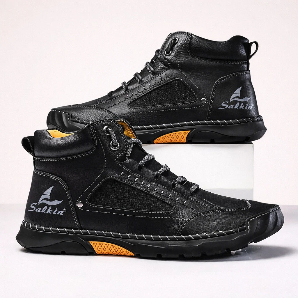 Bottes confort homme noir, vue de côté