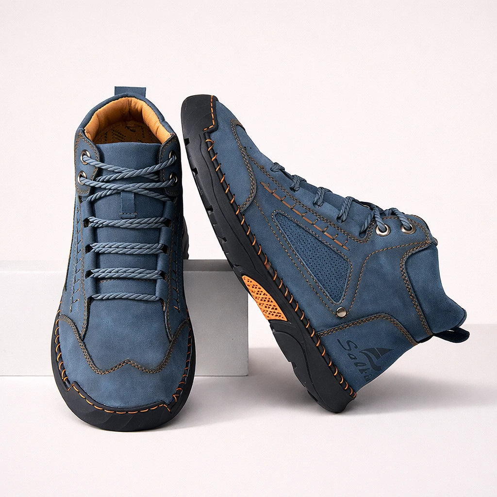 Bottes confort bleu, vue de face et de côté