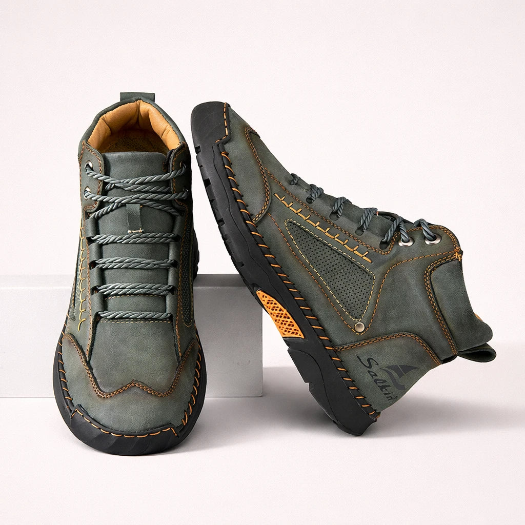 Bottes confort vert, vue de face et de côté