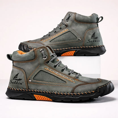 Bottes confort homme vert, vue de côté